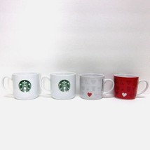 Starbucks Coffee Company Mixed Lot (4) 7.8 - 11oz White Red Cups Mermaid Heart - £41.34 GBP