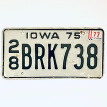 1977 United States Iowa Delaware County Passenger License Plate 28 BRK738 - $16.82
