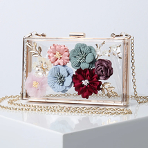 Blossom Crystal Elegance: Transparent Floral Studded Handbag - $44.99