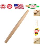 Elegant 17-Inch French Rolling Pin - Solid Rubberwood for Effortless Baking - $26.56 CAD