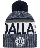 Dallas Texas D Circle Patch Ribbed Cuff Knit Winter Pom Beanie (Navy) - £14.34 GBP