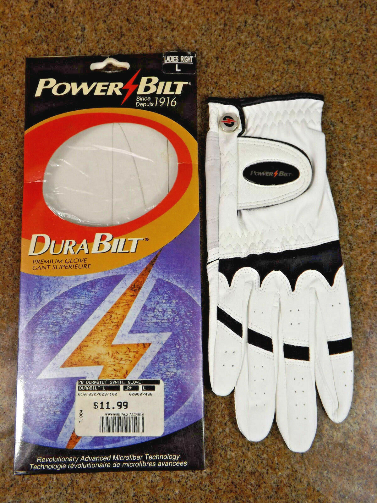 NEW Power Bilt Golf Gloves Ladies Reg RIGHT LARGE  Dura Bilt - New In Pa... - $4.95