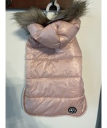 Justice Pet Reversible Pink Puffer Jacket w Pink Faux Fur Trim Size Small - $14.96
