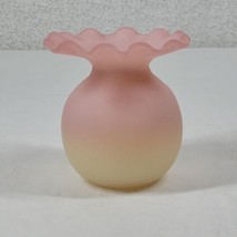 Pink Custard Uranium Glass Ruffled Ball Vase Vetro Artistico Veneziano B... - $326.84