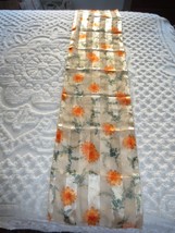 ORANGE &amp; TAN FLORAL STRIPE Ladies SCARF - 14&quot; x 60&quot; - £7.83 GBP