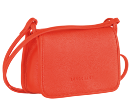 Longchamp Le Foulonne Leather Wallet-On-Strap Crossbody Clutch ~NIP~ Orange - £167.21 GBP