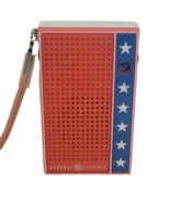 Vintage General Electric Star AM Transistor Radio GE Red-White-Blue w Ea... - $46.70 CAD