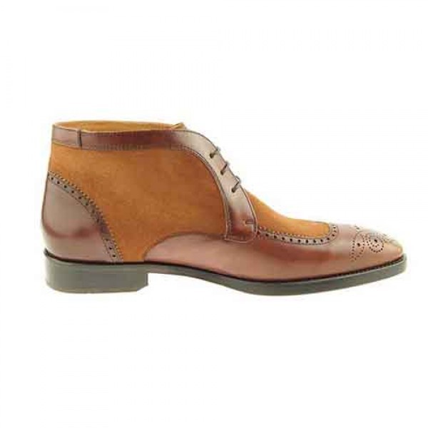 Men Brown Chukka Brogue Toe Wing Tip Suede Leather High Ankle Boot US 7-16