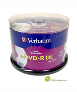 Verbatim 98319 50PK DVD R DL 8X 8.5GB INKJET PLUS WHITE HUB PRINTABLE SP... - $144.52