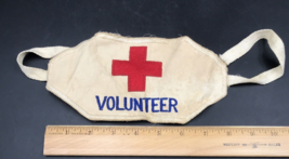 Vintage Medic Red Cross Volunteer Embroidered Canvas Arm Band w/ Tie Laces - £14.53 GBP