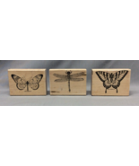 Stampin Up Lot 2 Butterflies &amp; Dragonfly Wood Mounted Stamp 3 Piece Set ... - £10.93 GBP
