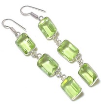 Green Amethyst Gemstone 925 Silver Earring Handmade Jewelry Earring 1.72&quot; Women - £7.12 GBP