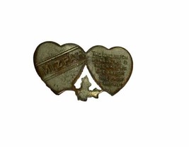 Antique Brass MIZPAH Sweetheart Double Heart Lord Watch Between Thee &amp; M... - £8.05 GBP