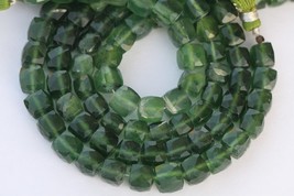 Natural, 8 inch long strand faceted Serpentine cube beads, 7--8 mm app, serpenti - £23.97 GBP