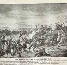 1914 Battle of Alma Crimean War Print  Antique Military Collectible Seba... - £27.45 GBP