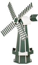 5 FOOT POLY WINDMILL - Green &amp; White Working JETS Weathervane Amish Hand... - £529.62 GBP