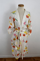 Vintage Miss Elaine Women&#39;s L Wrap Robe Cotton Floral Polka Dot Tie Belt - £21.58 GBP