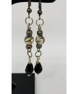 Black dragon vein teardrop crystal earrings - $10.89