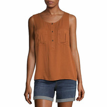 a.n.a. Women&#39;s Sleeveless Blouse Shirt SMALL Spice Latte Chest Pockets New - £13.36 GBP