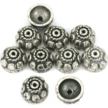 Bali Bead Caps Antique Silver Plated 9.5mm 10Pcs Approx. - £5.47 GBP