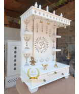 Wooden Temple Mandir White Finished Beautiful Hanging Bells Handcrafted ... - $316.01+