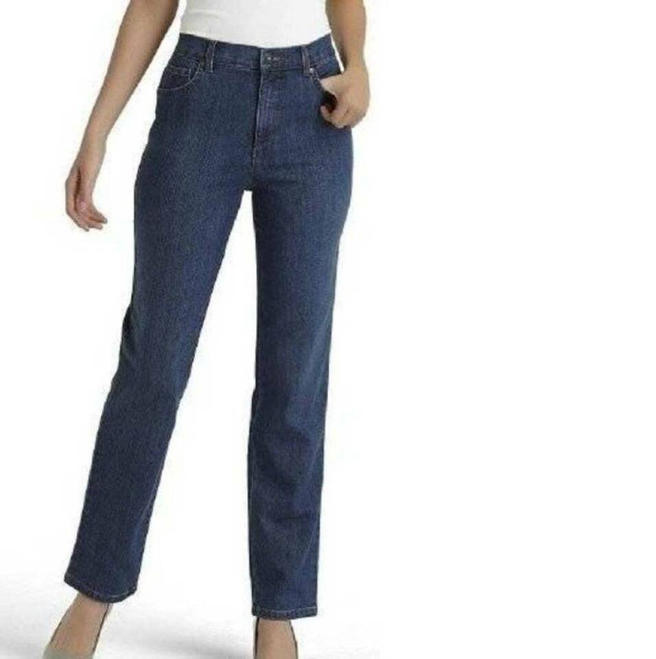 Womens Jeans Gloria Vanderbilt Lina Curvy Fit Blue Straight Denim Pants-size 6