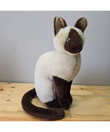 Vintage Douglas Cuddle Toy Siamese Cat Plush White Brown Whiskers Sitting - £101.27 GBP