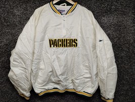 Reebok Green Bay Packers Pullover Windbreaker Jacket Adult XL White 1/4 Zip - $27.77