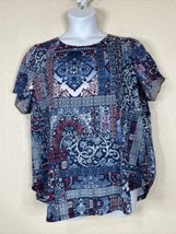Allison Daley Womens Plus Size 3X Blue/Pink Floral Mosaic T-shirt Short Sleeve - £10.07 GBP