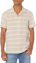 Nautica Men&#39;s Classic-Fit Textured Striped Linen/Cotton Camp Shirt Sandy Bar-Lrg - £23.54 GBP