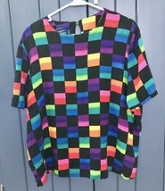 Vintage Willow Ridge Bright Colors Checkered Boxy Shirt Sz XL USA Made N... - £11.83 GBP