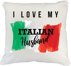 I Love My Italian Husband With Flag Of Italy Pillow Cover, Birthday, Christmas,  - £19.32 GBP+