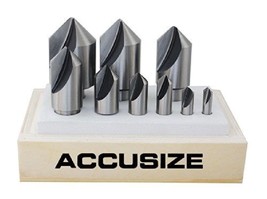 Accusize Industrial Tools 9 Pc Single Flute H.S.S. Countersink Set, 90, 2027 - £84.46 GBP