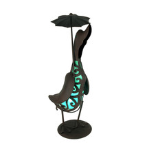 Metal Duck Holding Umbrella LED Solar Light Statue - $49.49