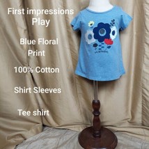First Impressions Play Blue Floral 100% Cotton Tee Shirt Size 24 Mos. - $4.50