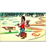 Comic I should Be Home Soon Walking With Bindle Chrome Postcard Unused UNP - $5.44 CAD