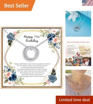 Minimalistic 70th Birthday Gift Necklace - Seven Rings Design in Sterlin... - $54.00