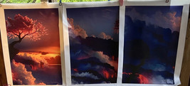 Multi Panel Print mountain cloud scene canvas 3 Piece Wall Art Sunset dogwood - £29.57 GBP