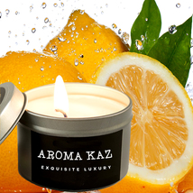 Citrus Lemons Scented Tin Candles Hand Poured Vegan Friendly Eco Soy - $19.95+