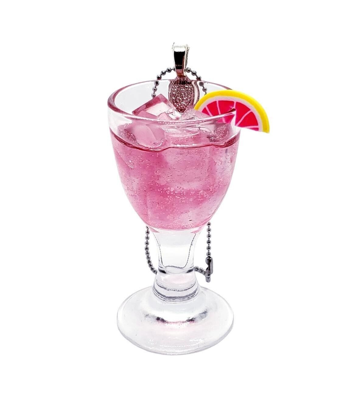Unique PINK LADY COCKTAIL BAUBLE miniature GLASS decoration  CHRISTMAS h... - $21.64