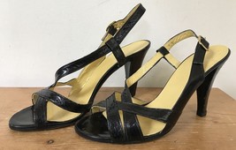 Vtg Christian Dior Souliers Black Snakeskin Leather High Heel Strappy Pu... - £47.78 GBP