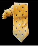 Lands End Repp Tie Necktie 100% Silk Yellow Blue Flowers Men Long 3.75Wx... - $23.86 CAD