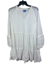 CeCe Clip Dot Ruffle Long Sleeve Shift Dress Soft Ecru at Nordstrom Size Small - £18.21 GBP