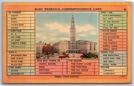 Busy Person Correspondence Card Terminal Tower Cleveland Ohio Linen Postcard  K5 - £3.07 GBP
