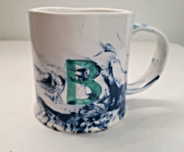 Anthropologie Marbled Monogram Coffee Tea Mug Blue White B Initial - £14.69 GBP