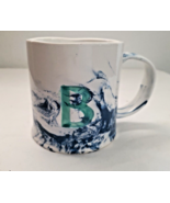 Anthropologie Marbled Monogram Coffee Tea Mug Blue White B Initial - £14.78 GBP
