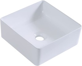 Square Vessel Sink 13 Inches X 13 Inches, Dayaoci Ceramic Bathroom Sink ... - £89.51 GBP