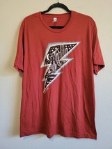 The American Storm Lightning Bolt T-Shirt Black Lightning on Dark Red Te... - £22.94 GBP