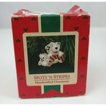 Vtg 1987 Hallmark Keepsake Ornament Spots &#39;N Stripes Puppy With Candy Ca... - $91.99 MXN