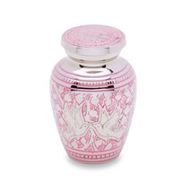 Small/Keepsake 3 Cubic Ins Pink Loving Doves Funeral Cremation Urn for Ashes - £55.07 GBP